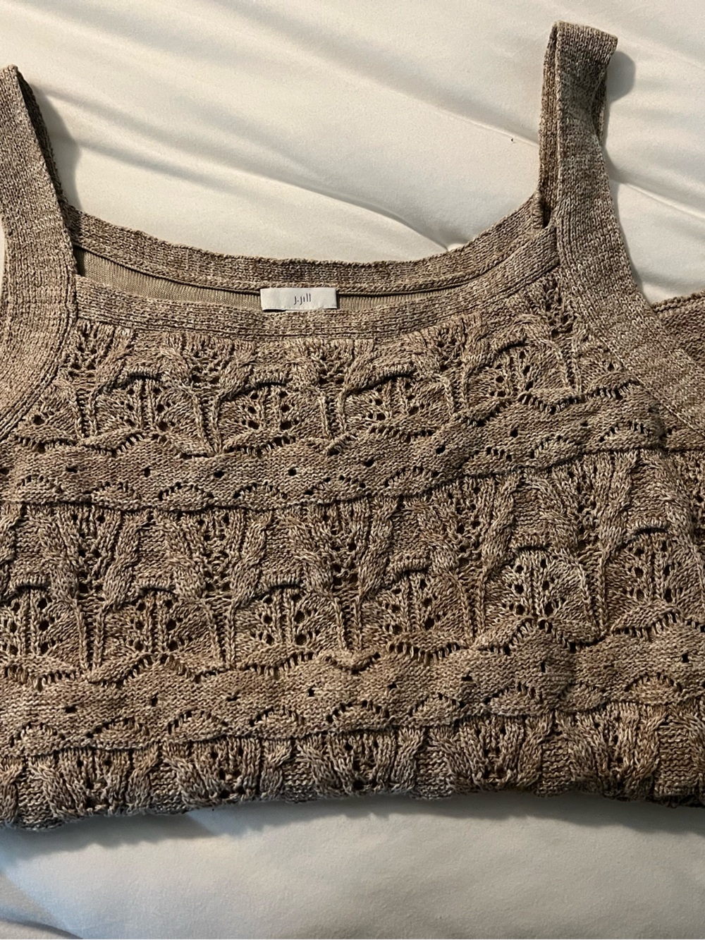 J. Jill Taupe Brown Knit Crochet-Style Tank - Picture 3 of 4